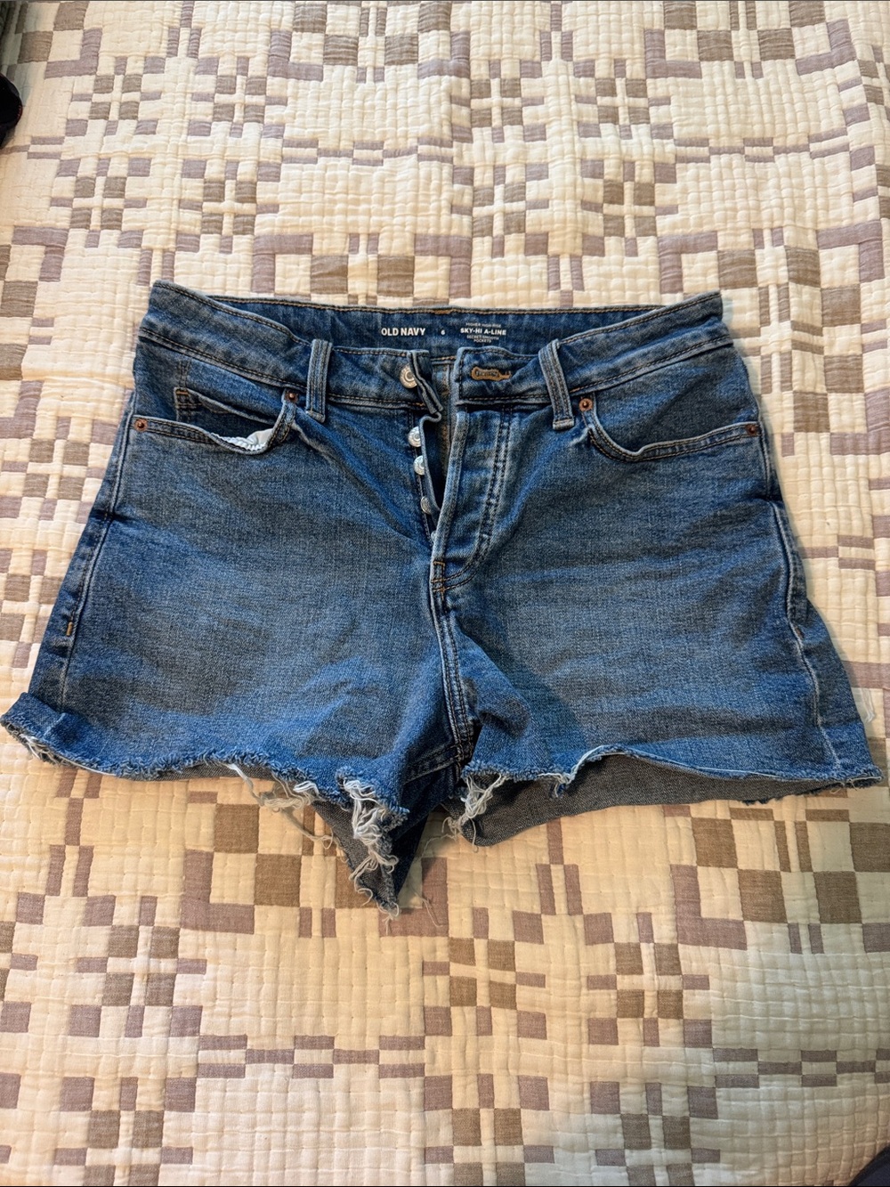 Old Navy Blue Denim Frayed Hem Cutoff Shorts